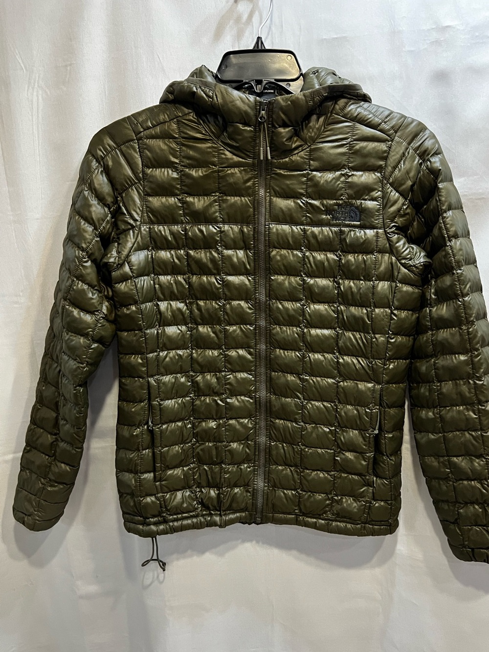 The North Face Women’s Thermoball Eco Hooded Puffer Jacket Olive Packable Size S